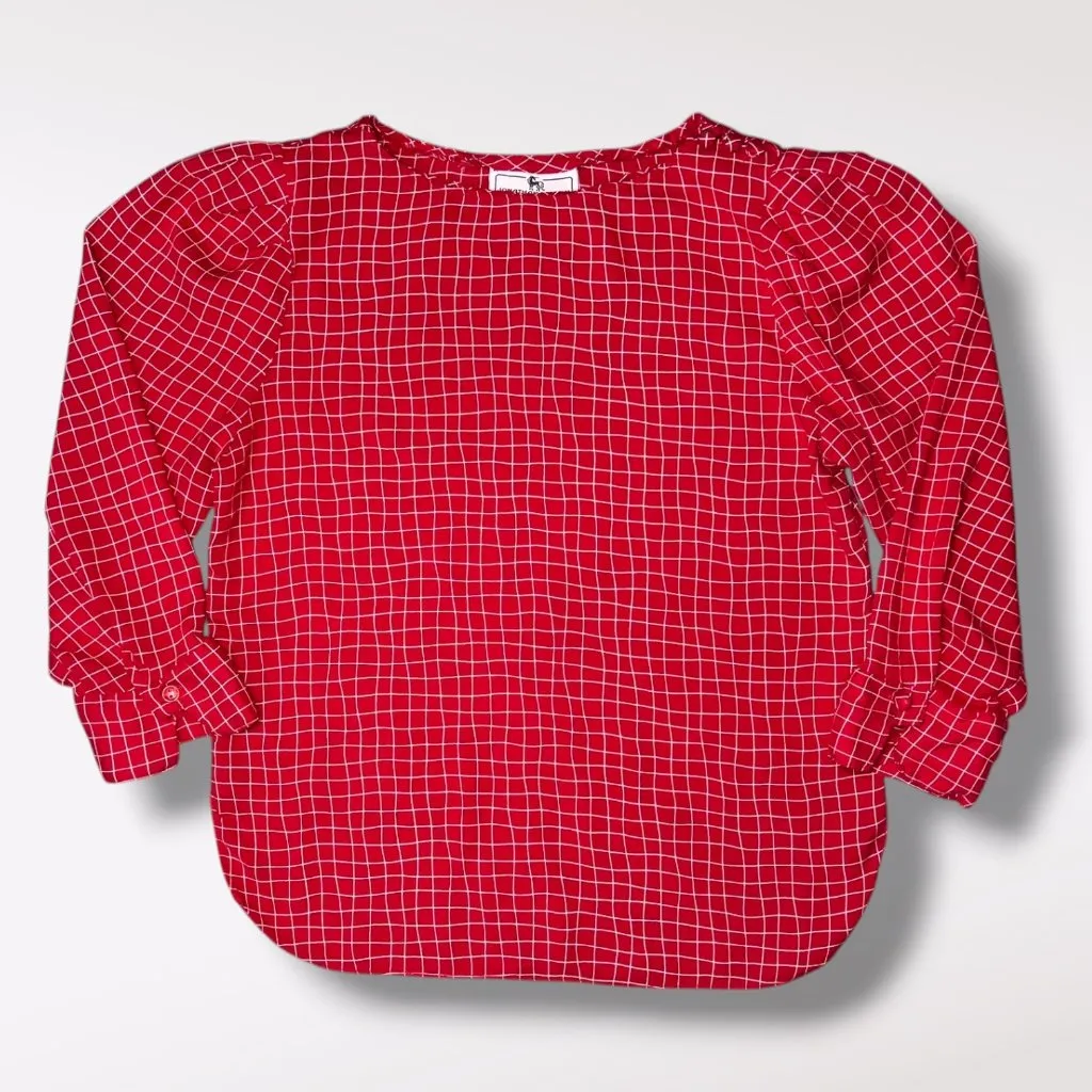 Vintage Jonathan Martin Red Blouse Puff Sleeve Retro Top Size XS - Image 9