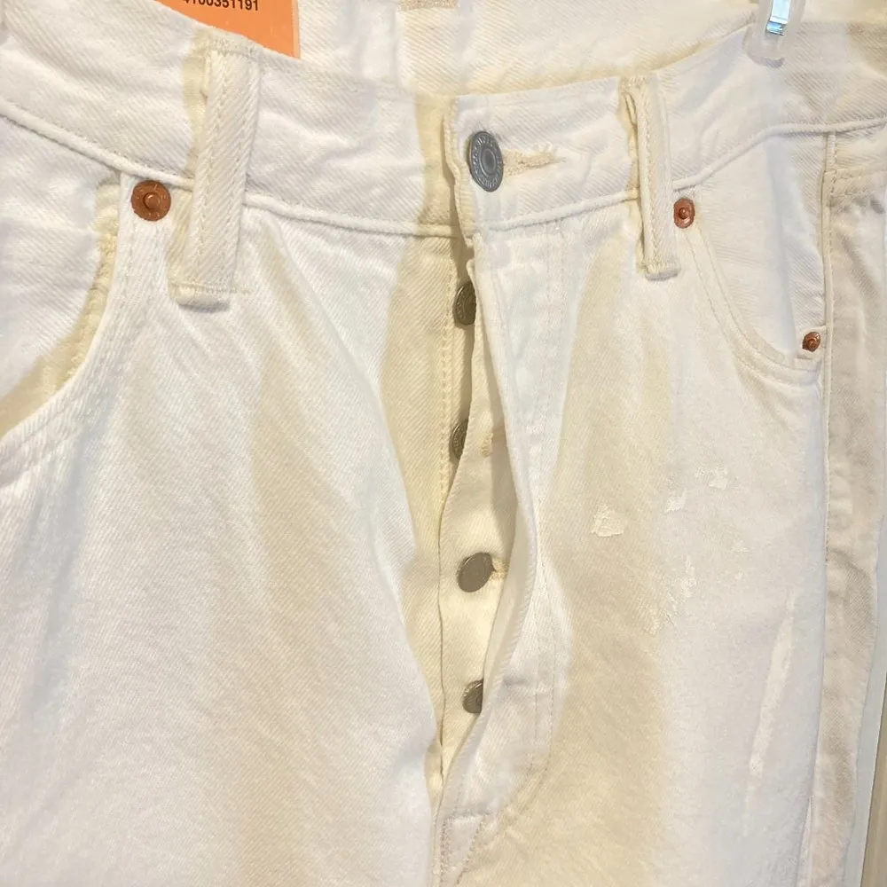 Levi's 501 women's size 31 button fly rip distressed splatter paint jeans 35x28 - Image 6