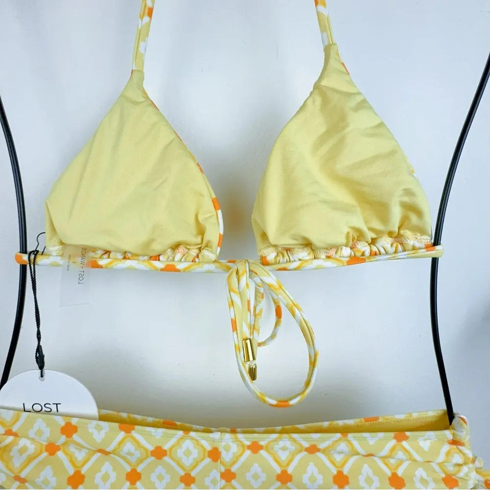Lost and Wander Santorini Sun Triangle Bikini Set Yellow Orange Swimsuit Small - Image 5