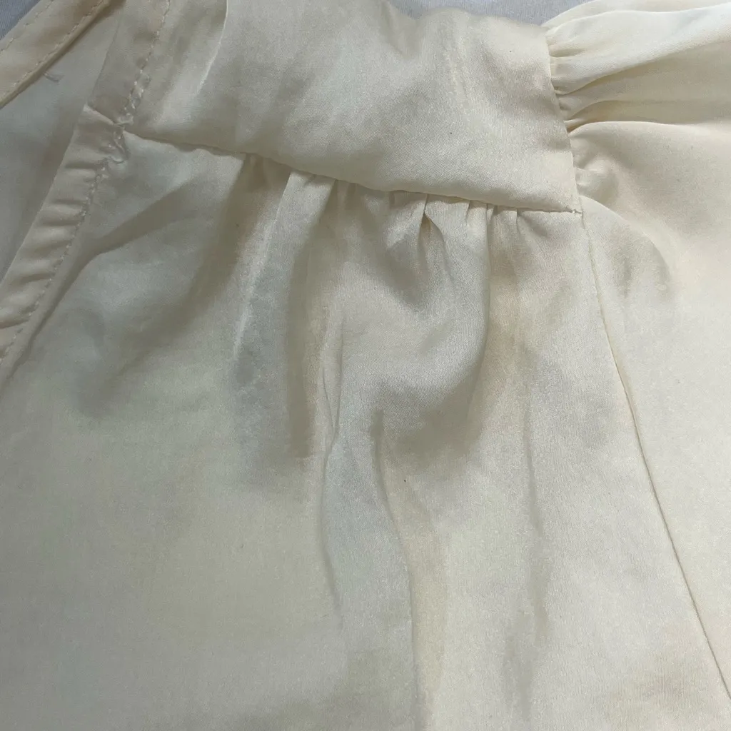 Philosophy‎ Crop V-Neck Blouse Pleated at Shoulder Stretch Waist M CREAM - Image 7