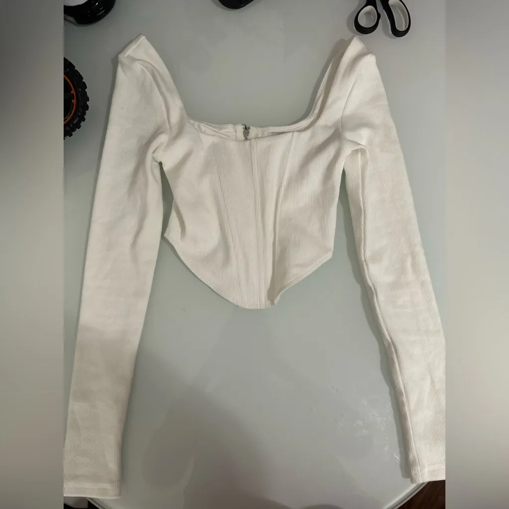 Princess Polly Off-White Long Sleeve Bodysuit - Image 3