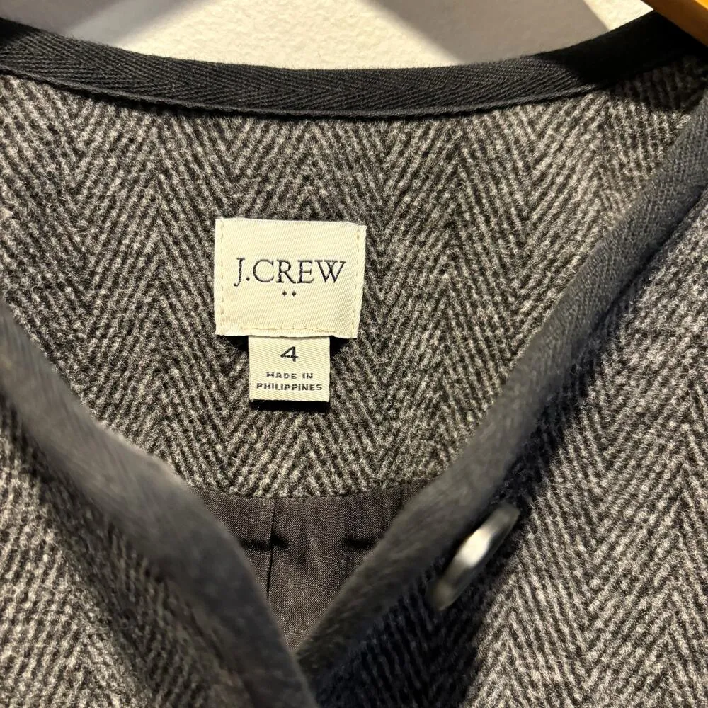 J. Crew Factory Wool Blend Herringbone Lady Jacket - Image 6