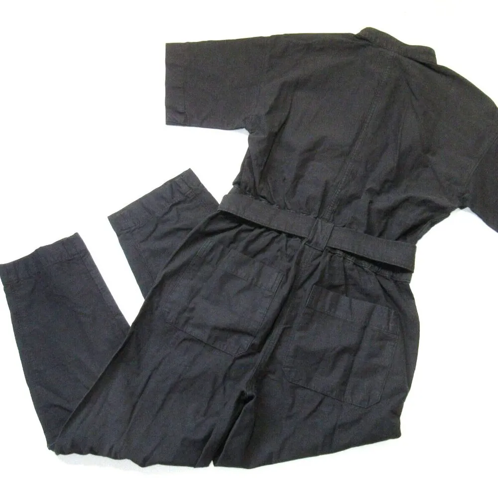 NWT Everlane The Fatigue Short-Sleeve Jumpsuit in Black Belted Cotton Utility 0 - Image 8