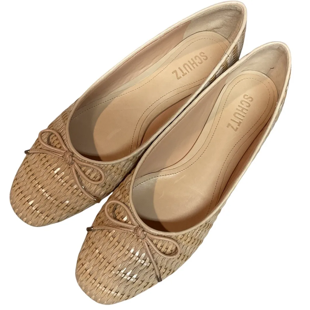 Schutz Arissa Women's Leather & Raffia Slip On Square Toe Ballet Flats Sz 9 NWB - Image 5