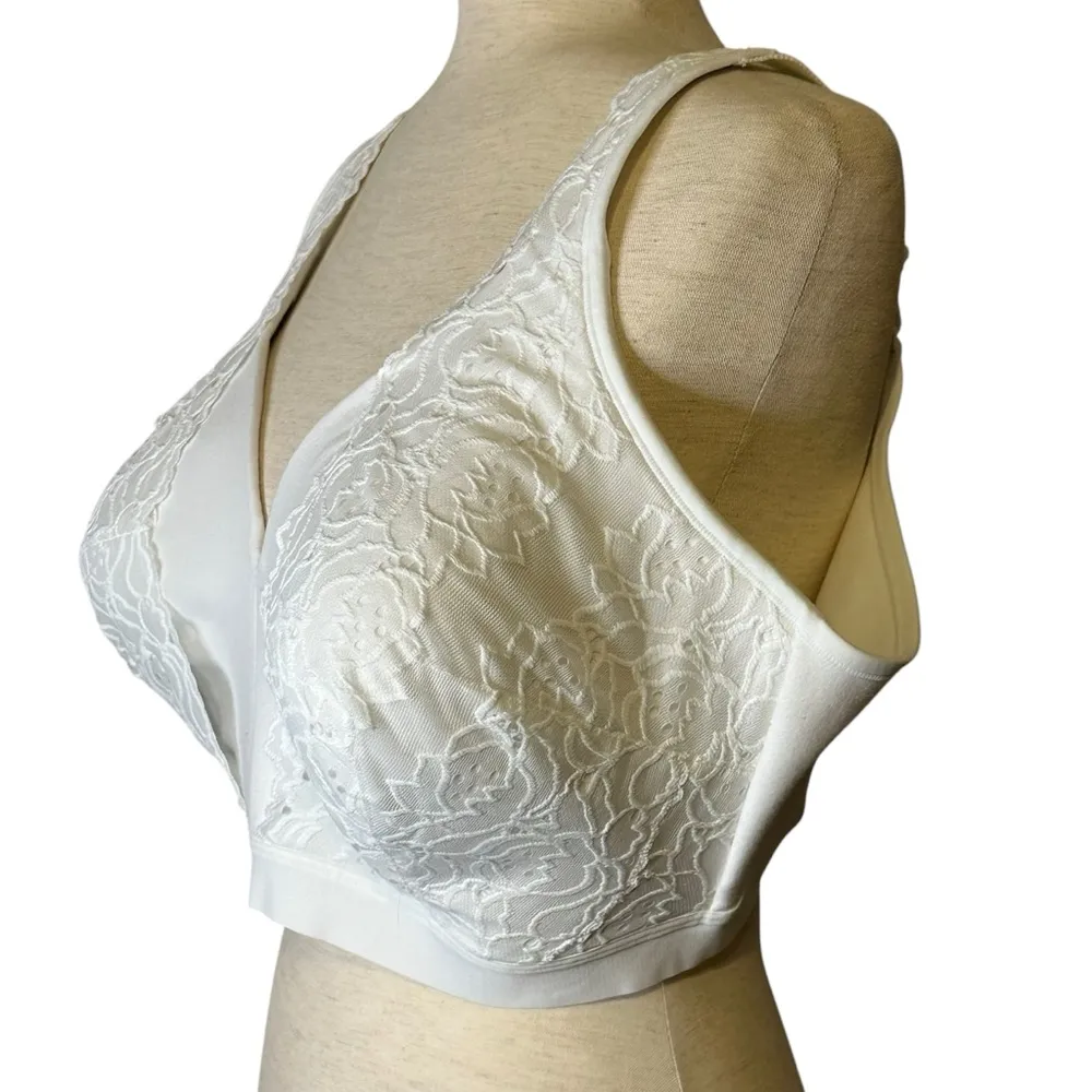 Cacique Lightly Lined No Wire Floral Lace Overlay Bra Full Figure Womens 44DDD - Image 3