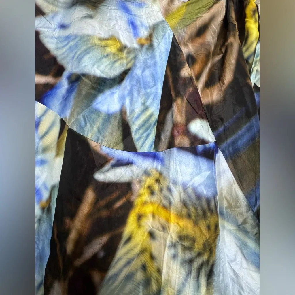 People of the Labyrinths Vtg Silk Wrap Skirt Wmn Med Holland Avant Garde Blue - Image 7