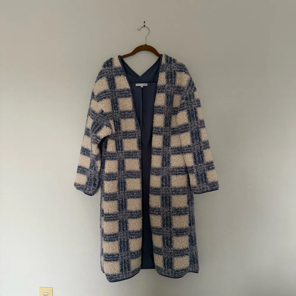 Baltic Born Blue & Cream Plaid Breckenridge Long Sherpa Jacket - Image 2