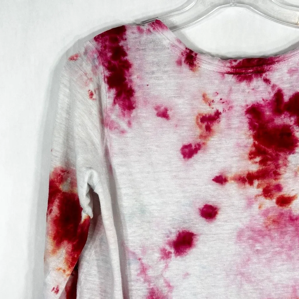 Artisan NY Small Top‎ Everlasting Rose Tie Dye Pink White Linen Handmade 1165 - Image 8