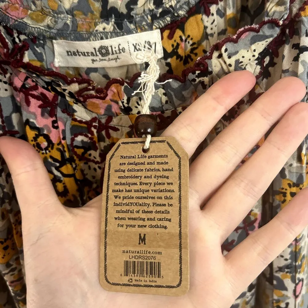 Natural Life Embroidered Harley Midi Dress Womens Size XS/Small NWT Floral - Image 5