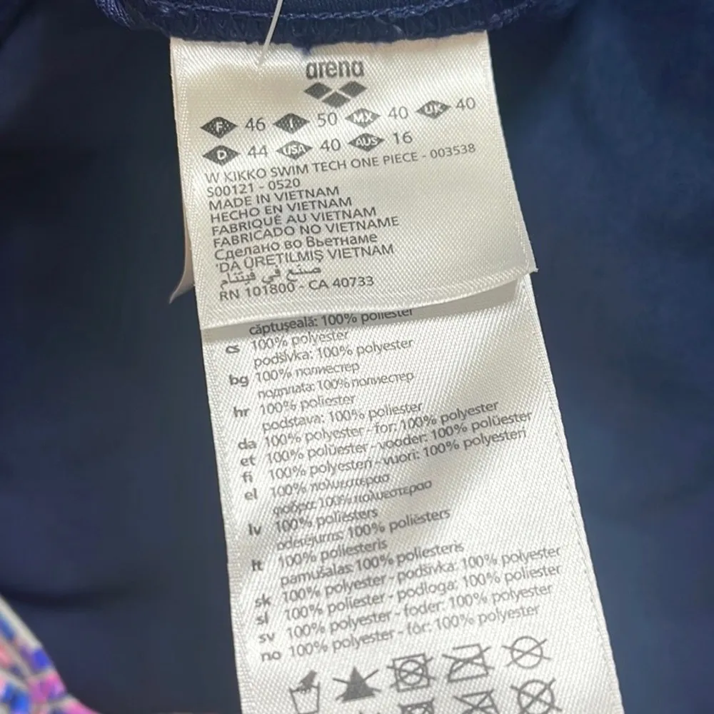 Arena Swimsuit Kikko Swim Tech One Piece 40 New - Image 6