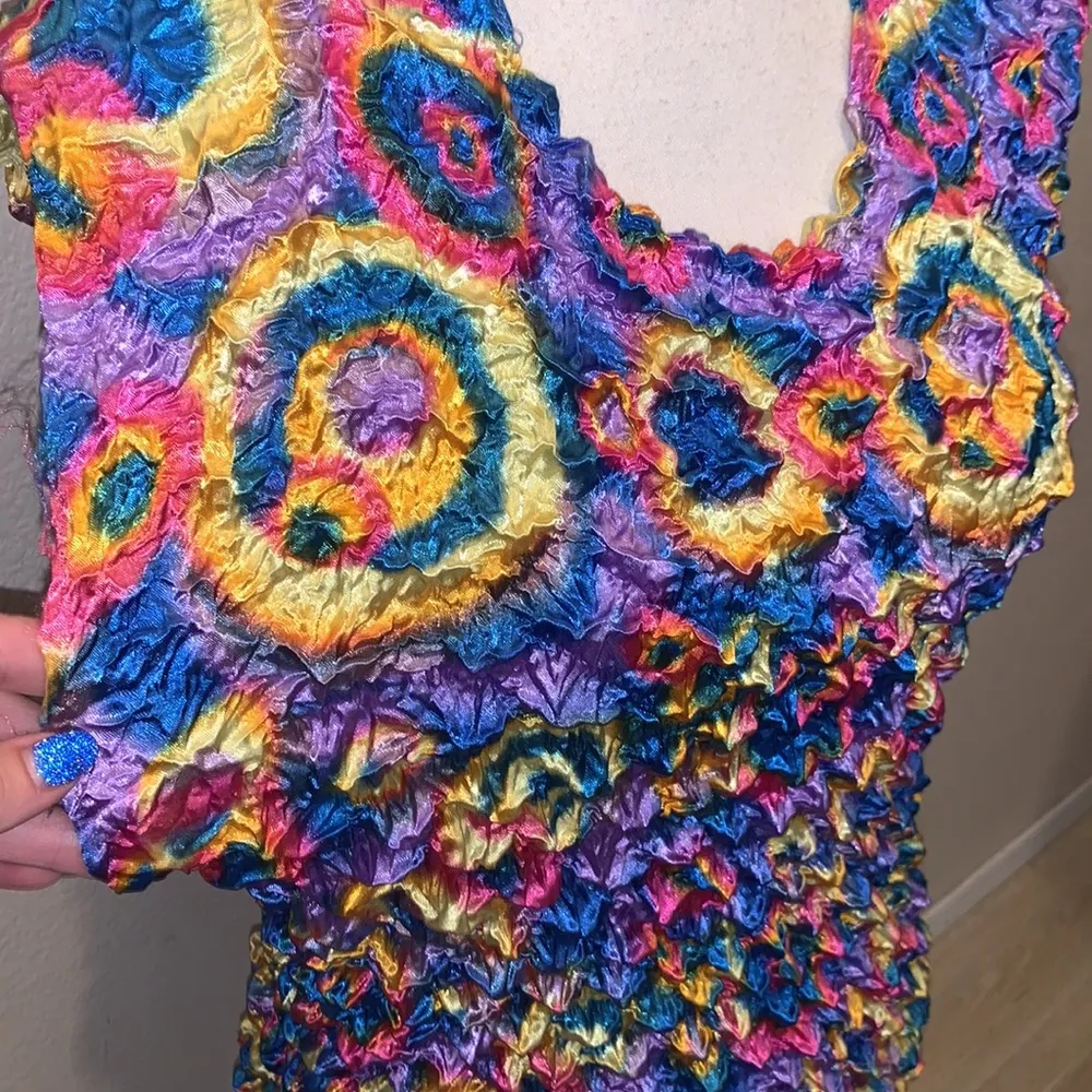 F.C Psychedelic tie dye crinkle top Pink Size undefined - Image 4