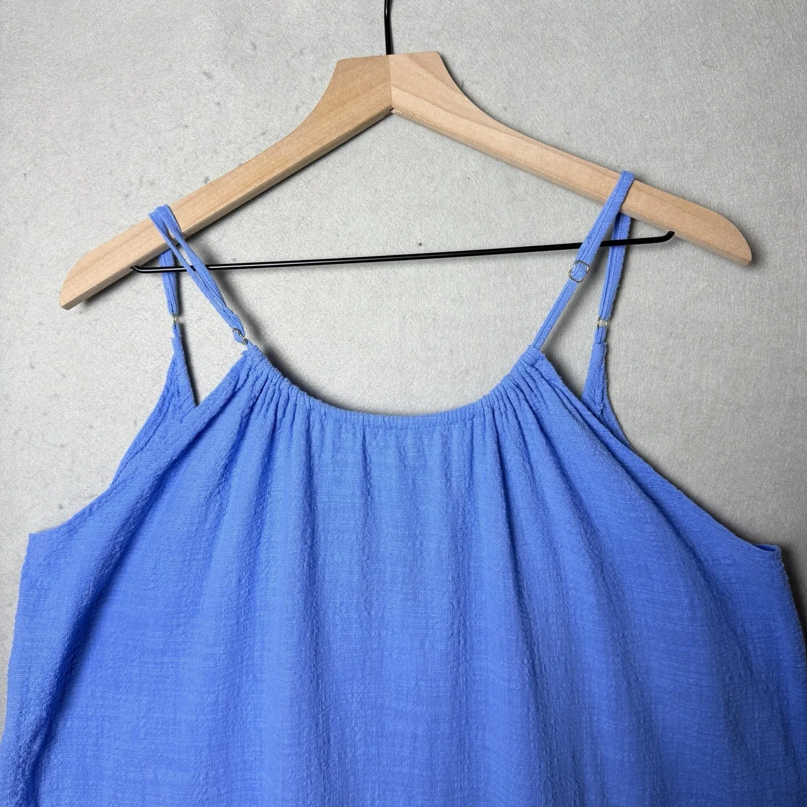 Kona Sol Swim Cover Up Dress Blue Ruffle Casual Cotton Beach Size XL - Image 3