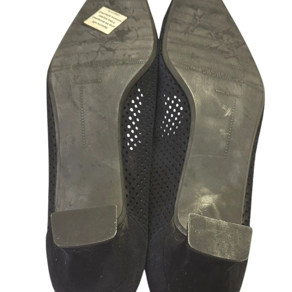 Stuart Weitzman Black Suede Kitten Hill Pumps Size 8 Nwot - Image 9