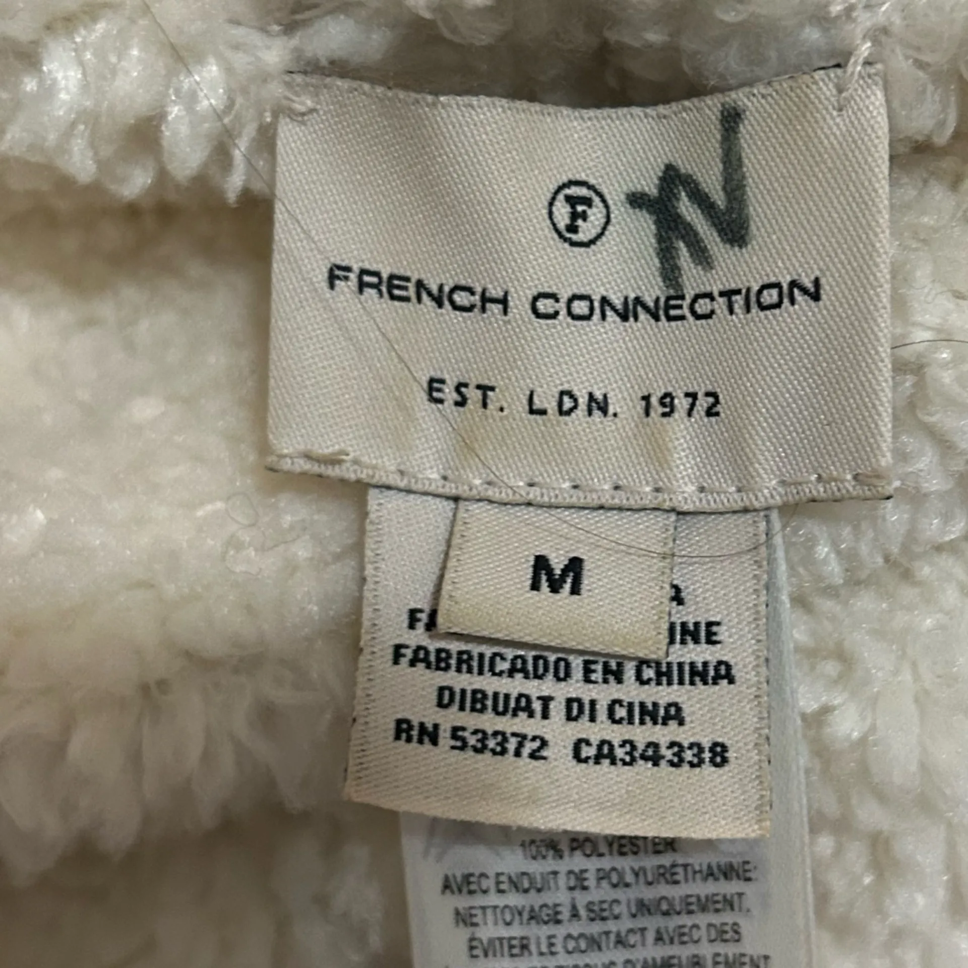 French Connection Faux Shearling Vest Brown Sherpa Lined Size Medium - Image 5