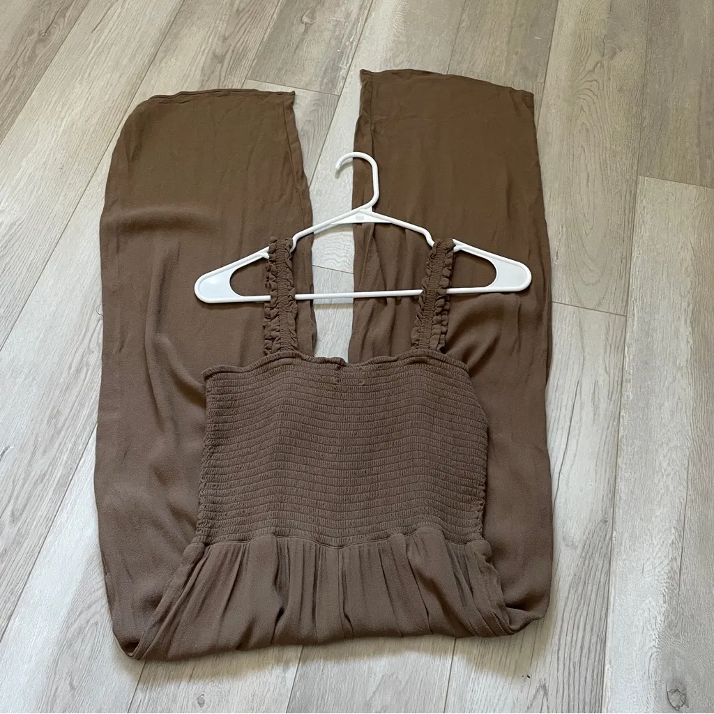 Wilfred Chianti Jumpsuit smocked wide leg womens Brown (large) minimalist chic Tan - Image 6