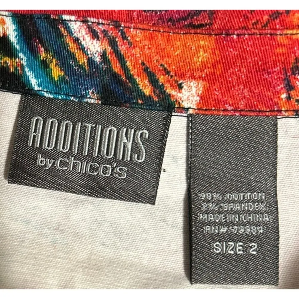 Additions by Chico's Women's Rust Black Blue Animal Print Denim Jackets Size 2=M Orange Size M - Image 4