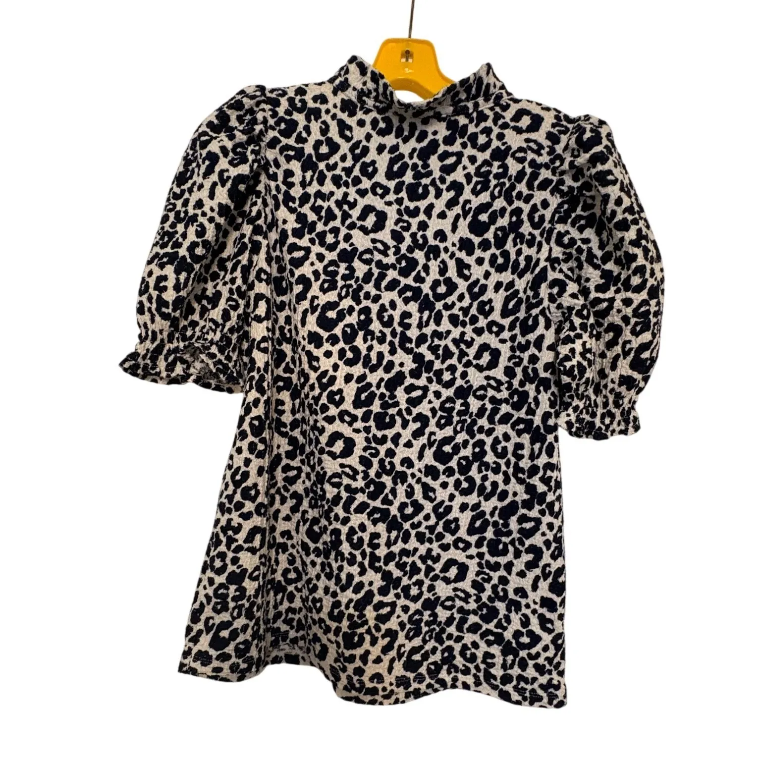 Loft Leopard Print Short Puff Sleeve Blouse Top Size Small - Image 2
