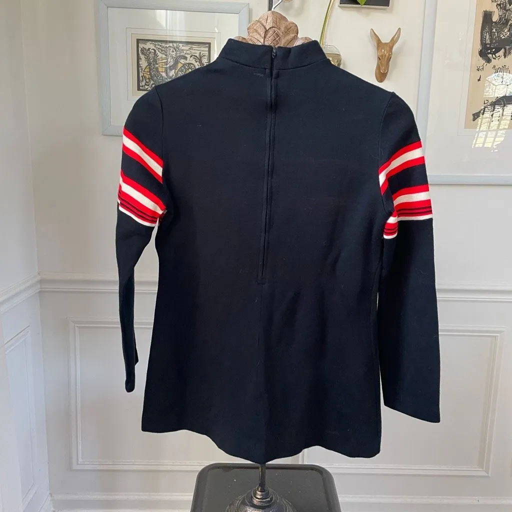 Vintage 70s Fire Islander Mock Neck Back Zip Top 11/12 M Black Size M - Image 3