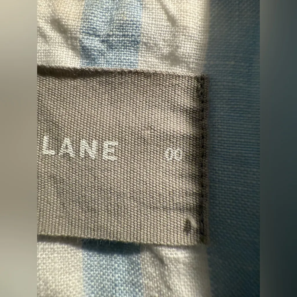 Everlane Light Blue and White Linen Resort Striped Casual Shirt Size 00 - Image 5
