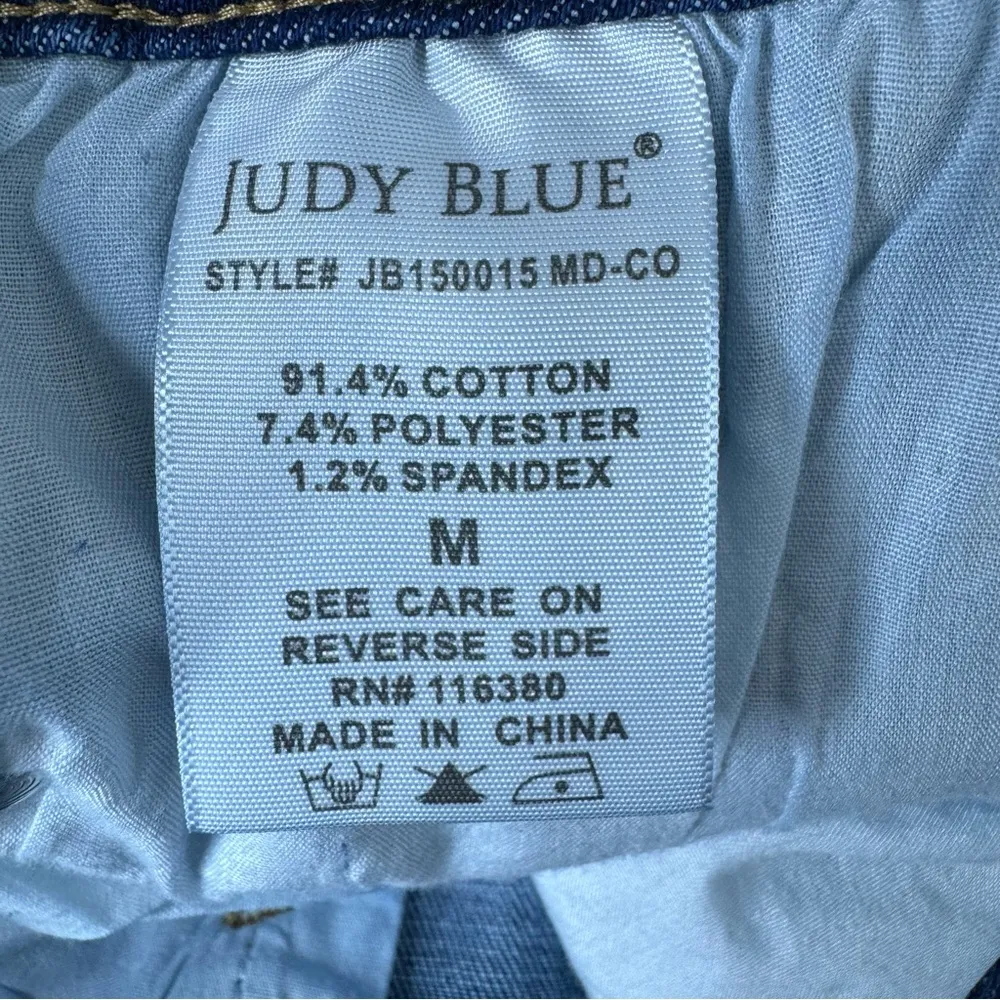 Judy Blue Leopard Patchwork Denim Shorts Medium - Image 5