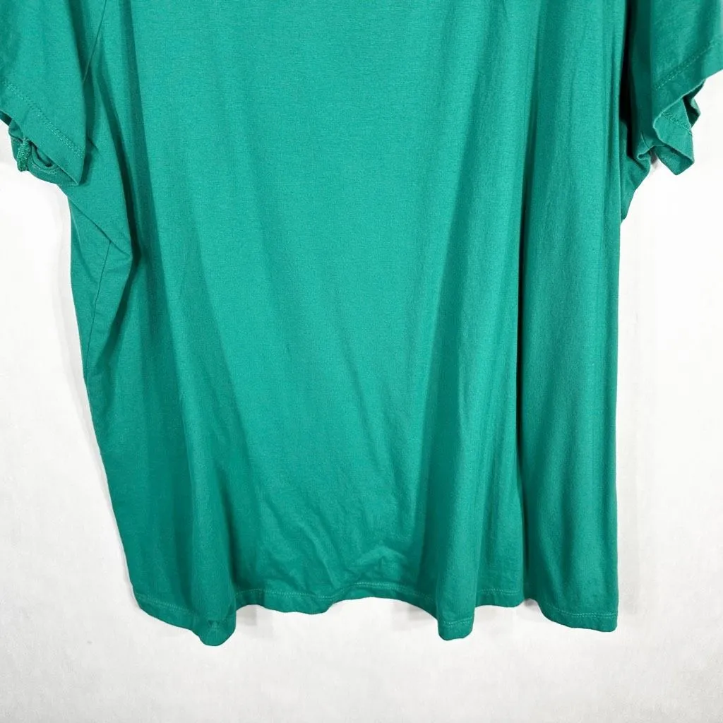 Woman Within‎ Plus Size 2X 26W 28W Top Green Scoop Neck Short Sleeve Cotton 491 - Image 4