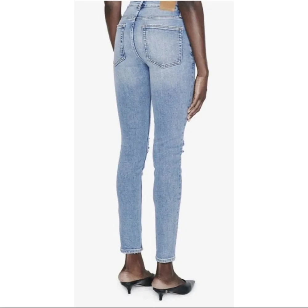 Anine bing gabe jean medium wash straight leg ankle distressed size 25 - Image 3