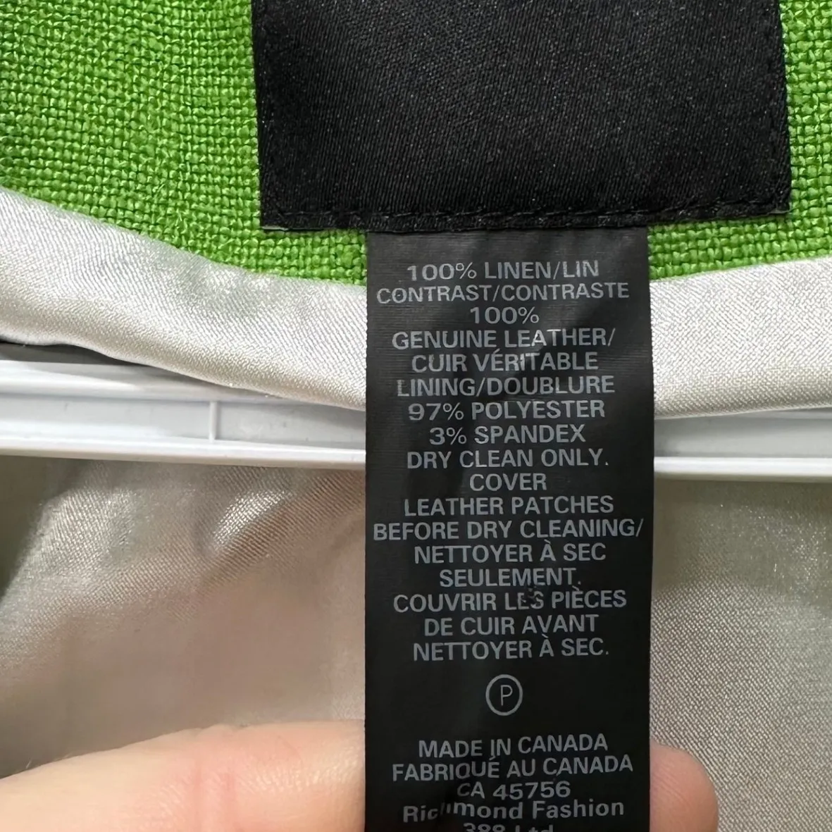 SMYTHE Womens Blazer Jacket 6 Lime Green Linen Leather Elbow Patch Bright Button - Image 3