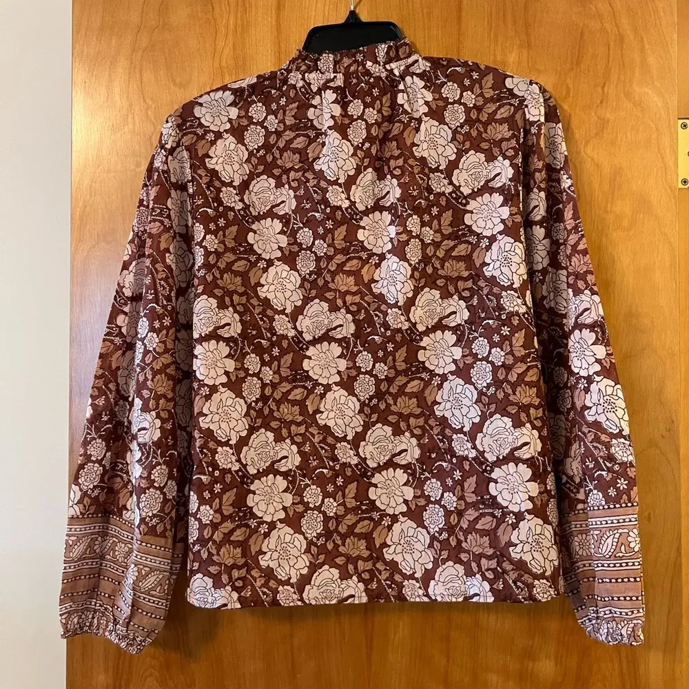 Nasir Button Up Shirt Floral Top Organic Cotton Blouse NWT Large - Image 12