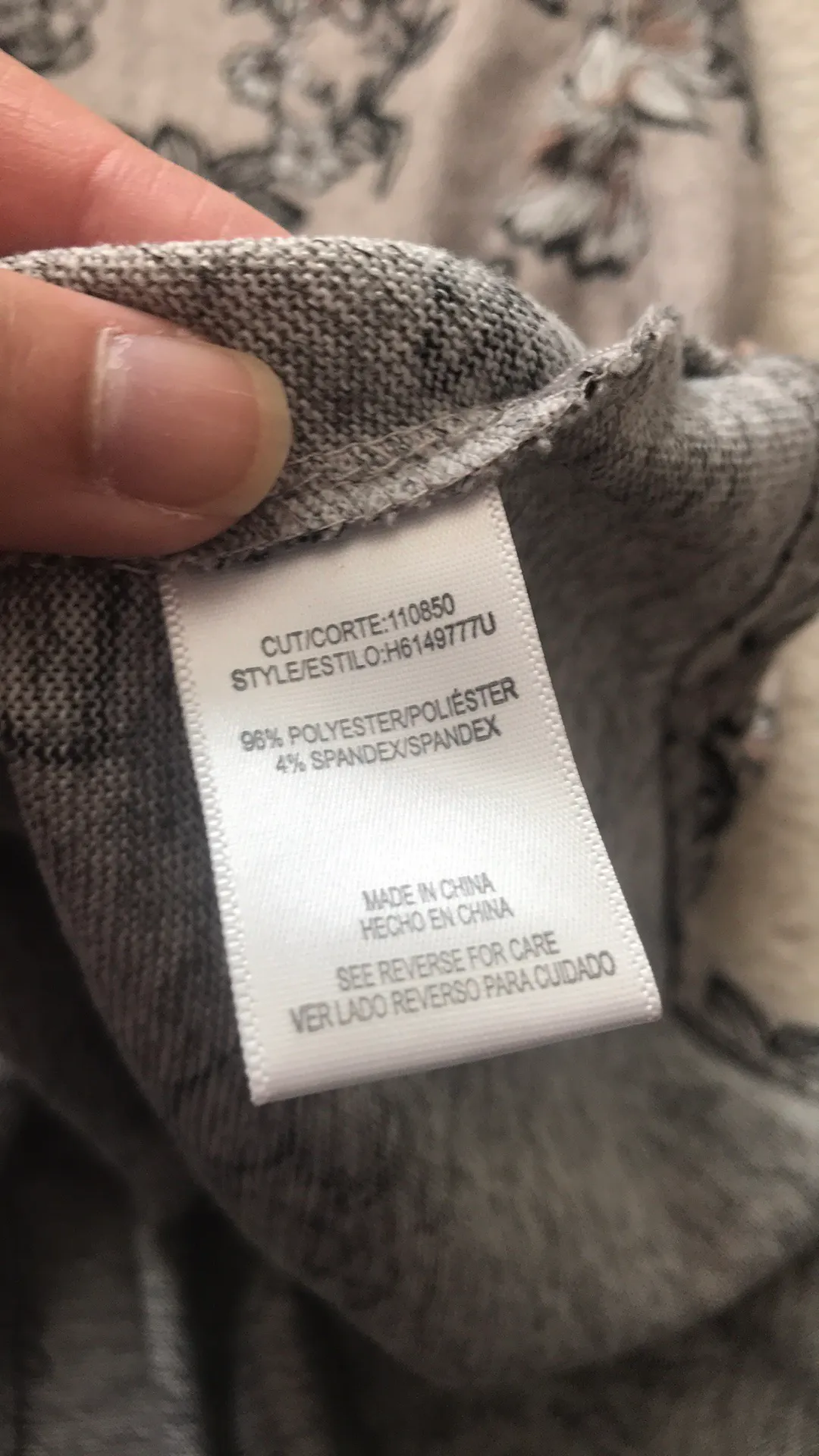 High Neck Grey Floral Print Dress Gray Size L - Image 4