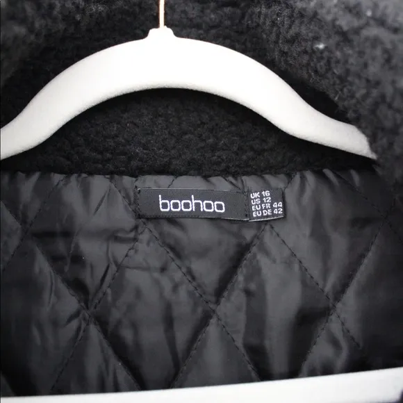 Boohoo Crop Teddy Faux Fur Bomber Jacket - Image 8