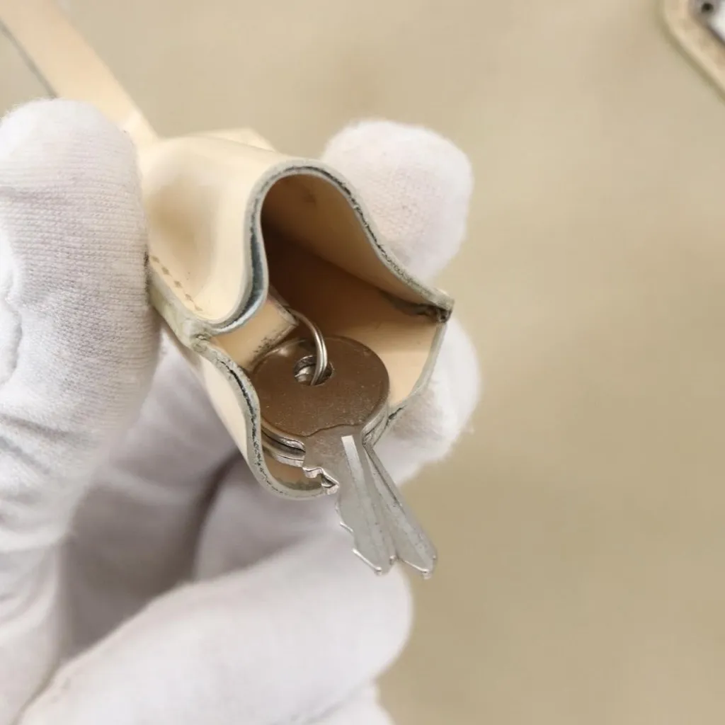 Shoulder Bag Nylon Beige Silver Authentic - Image 2