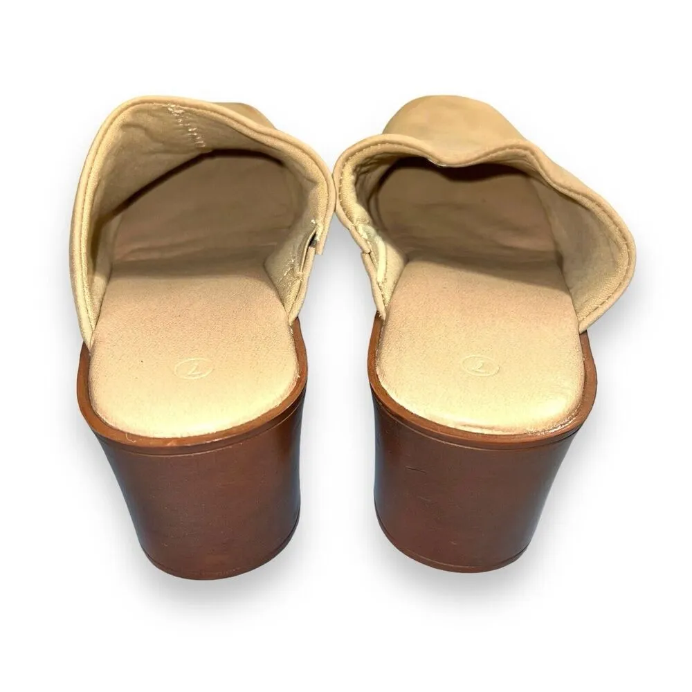 ZBY Womens Mule Booties Square Toe Block Heel Slip On Faux Suede Beige Size 7 Brown - Image 8