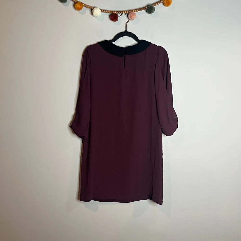 Lauren Conrad burgundy embellished Peter Pan collar dress - Image 6