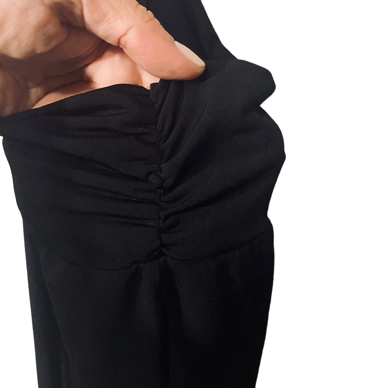 Apt. 9 Black Stretch Career Ruched Sides Pull On Pants Formal Slacks Women Sz M Size M - Image 7