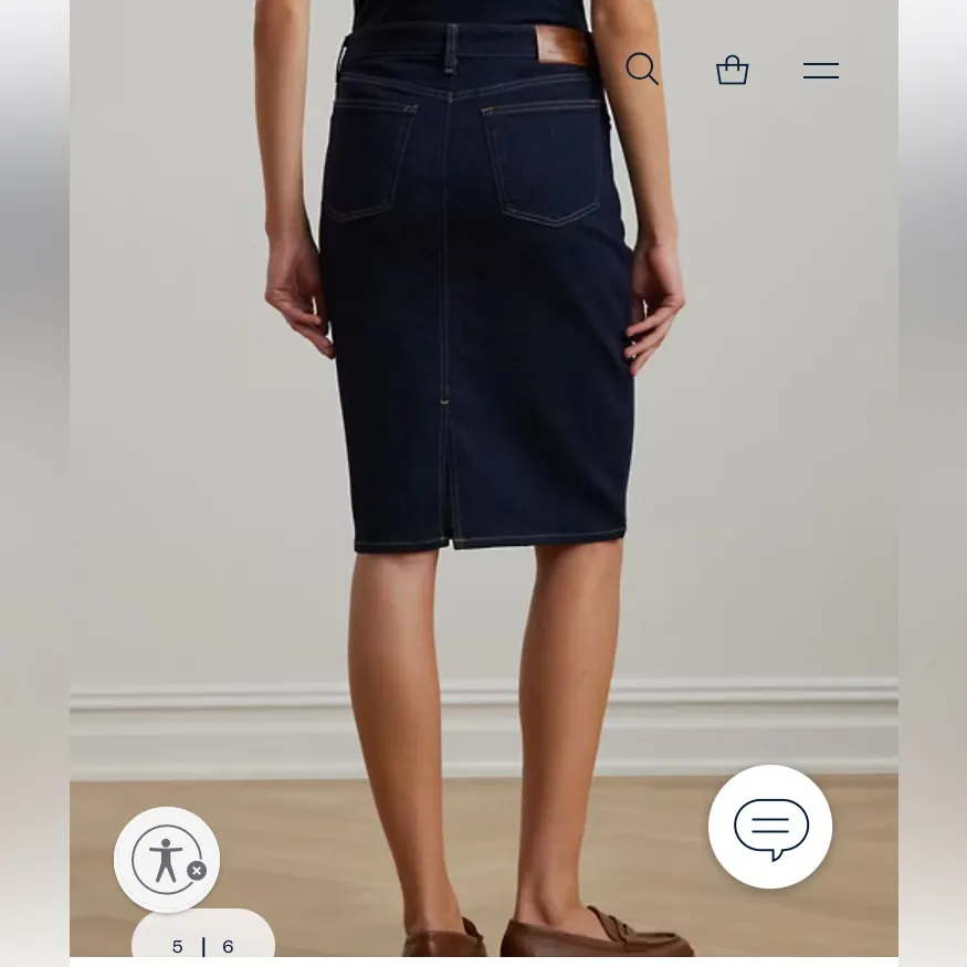 LRL Lauren Ralph Lauren Dark Wash Preppy Denim Pencil Skirt - Image 12