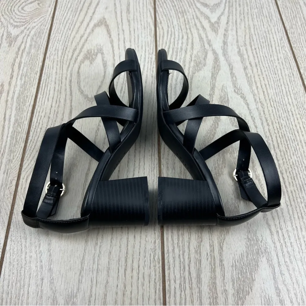 Anne Klein Women's Rowen Faux Leather Buckle Strappy Sandals 6M Black $85 - Image 4
