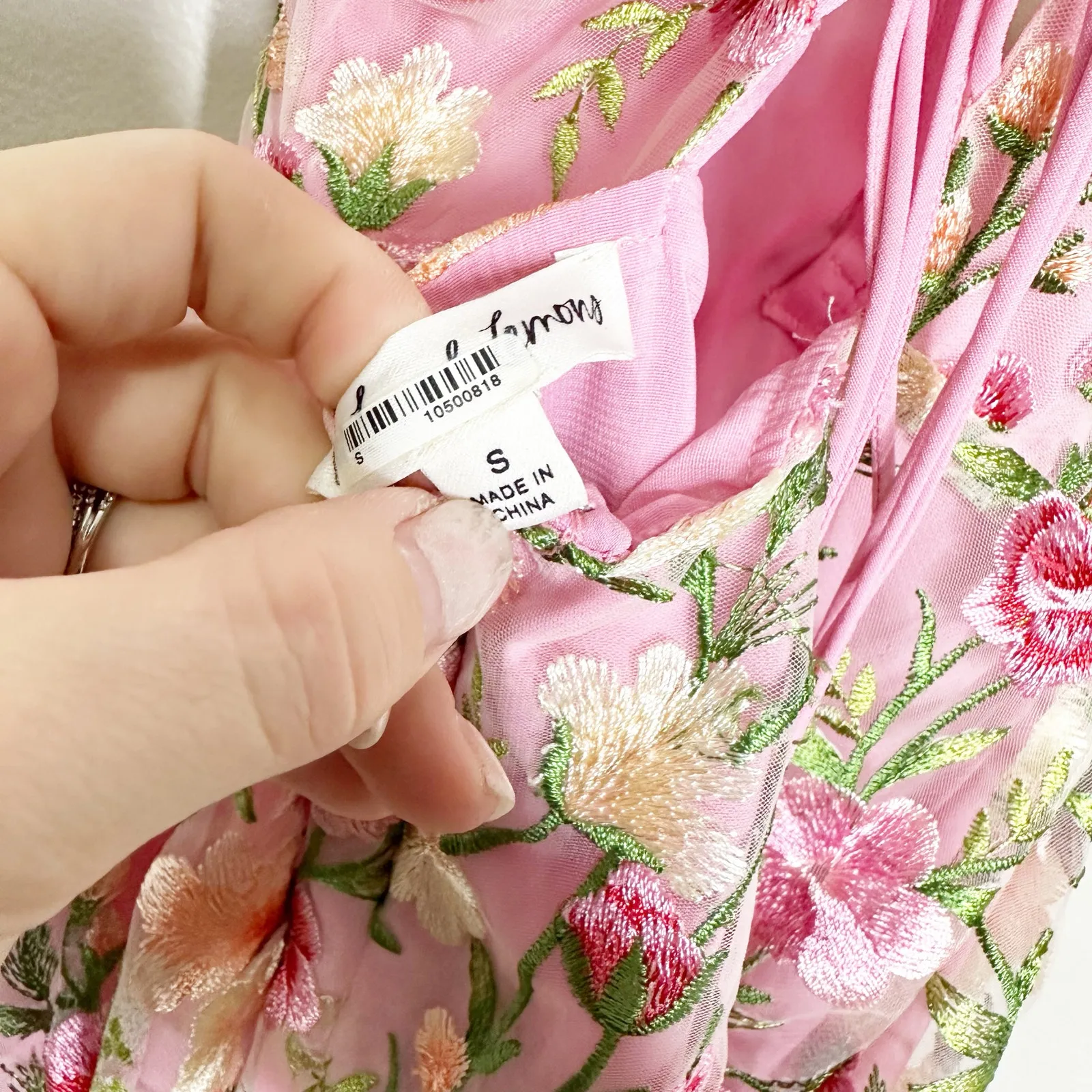 For Love & Lemons Womens Dress Luna Mini Embroidered Garden Floral Pink Size S - Image 9