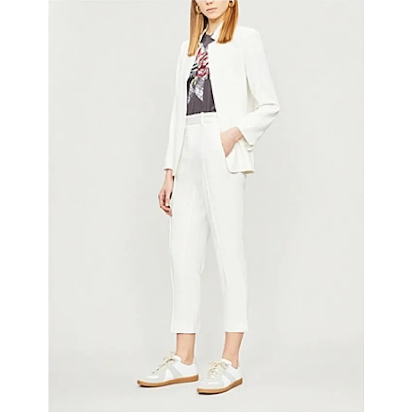 ZADIG & VOLTAIRE Cream‎ VOLLY Crepe Notch Collar Jacket EU 34 US XS Open Front - Image 4