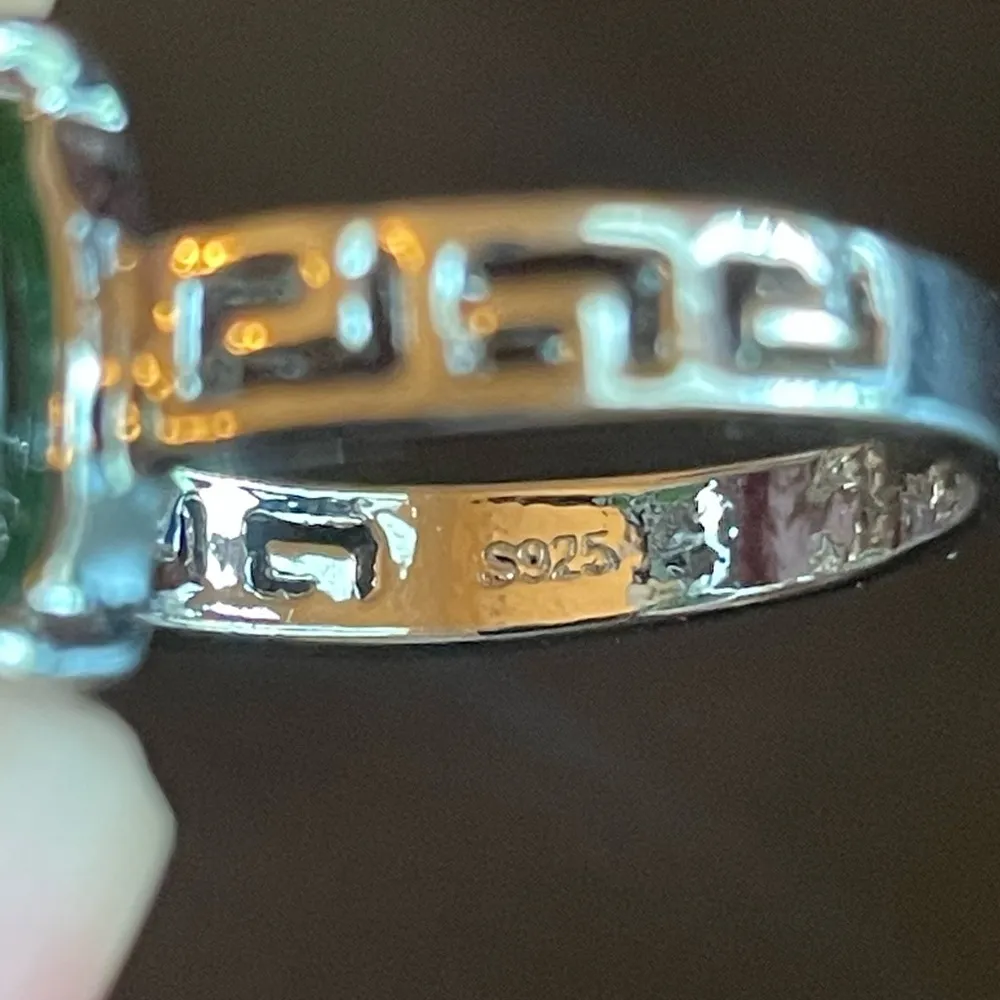 Green jade silver ring size 8.5 - Image 8