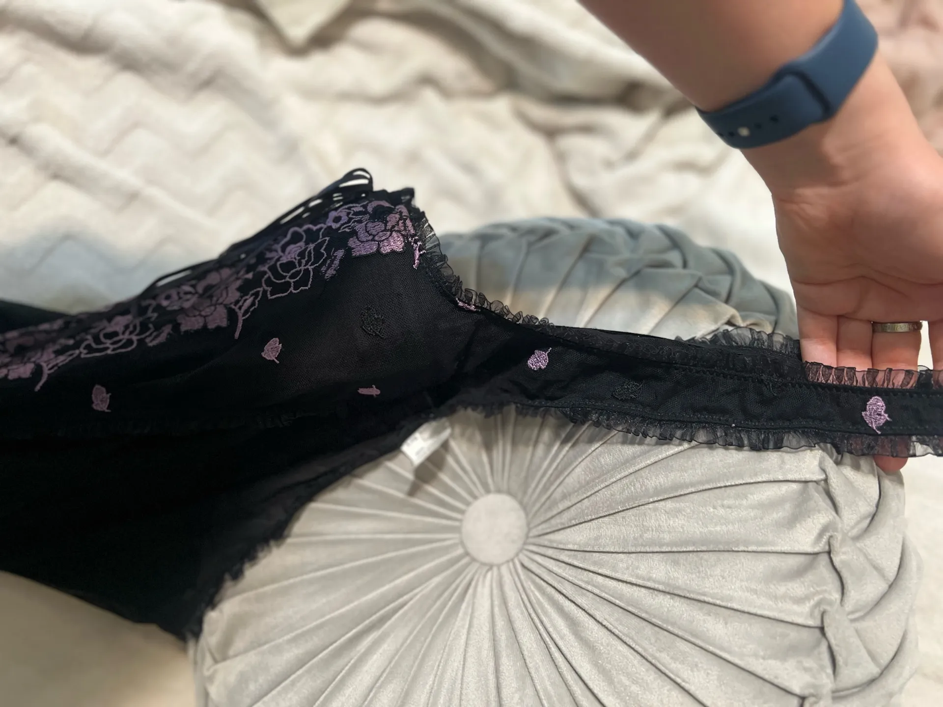 Black/Purple Lace Corset Top Black Size L - Image 3