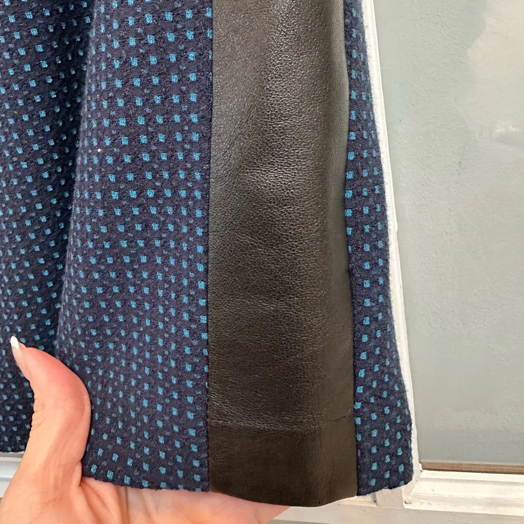 Nanette Lepore Feel A Hunch Jacquard Leather Trim Pencil Skirt Plaid Chic Size 6 - Image 9