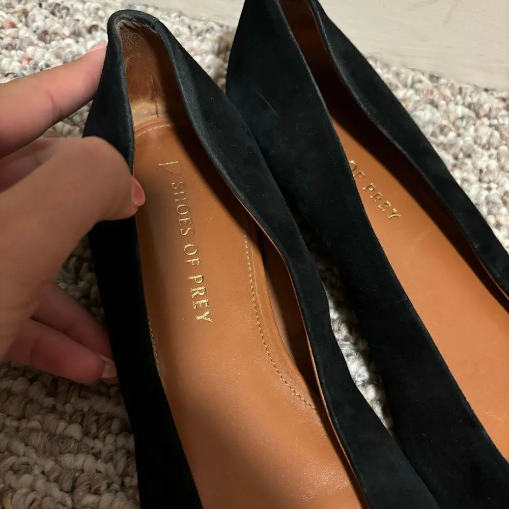 Shoes of Prey Black Suede Leather Bow Ballet Flat - Image 4