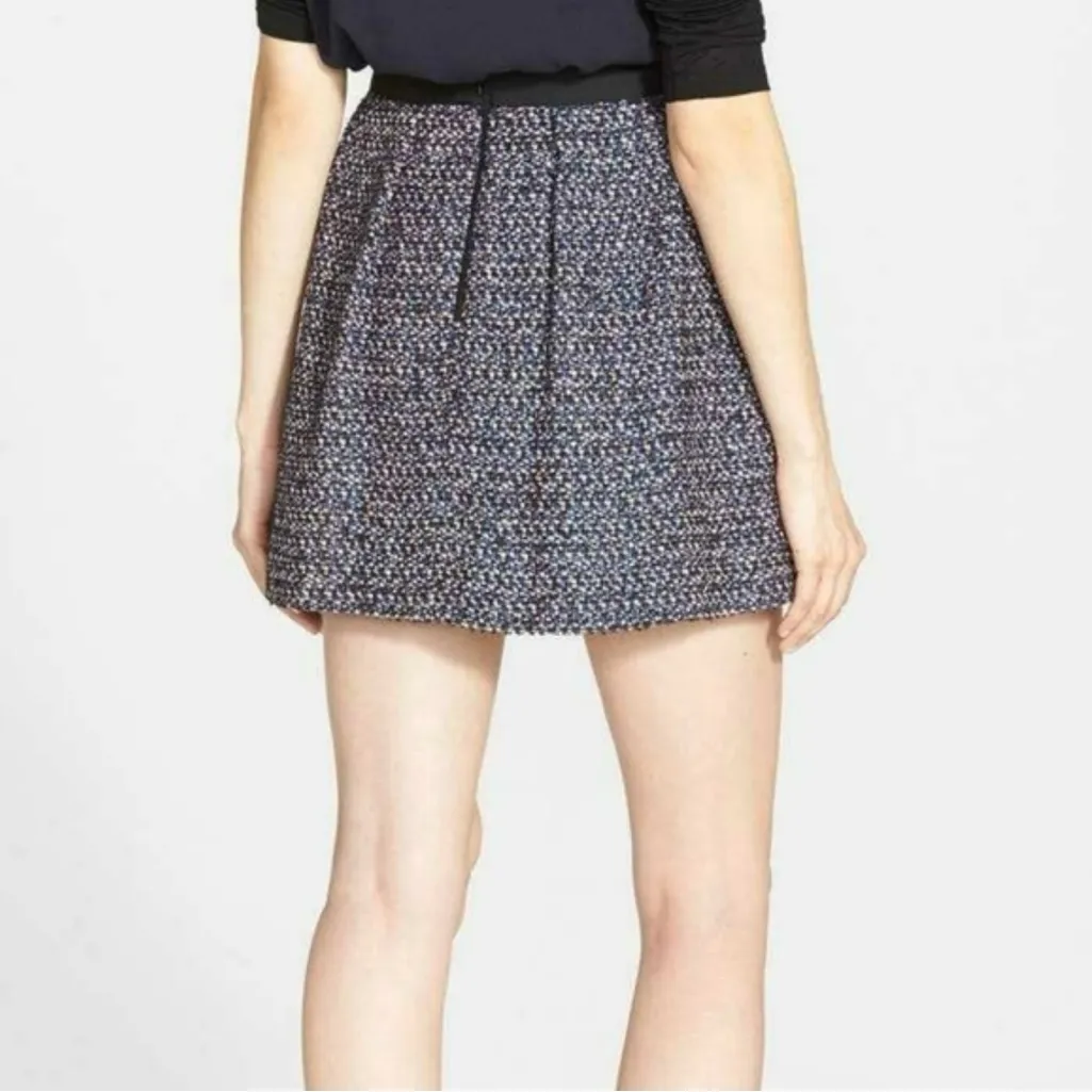 French Connection Multi-Color Tweed‎ w/ Black Contrast A-Line Mini Skirt Size 6 - Image 3