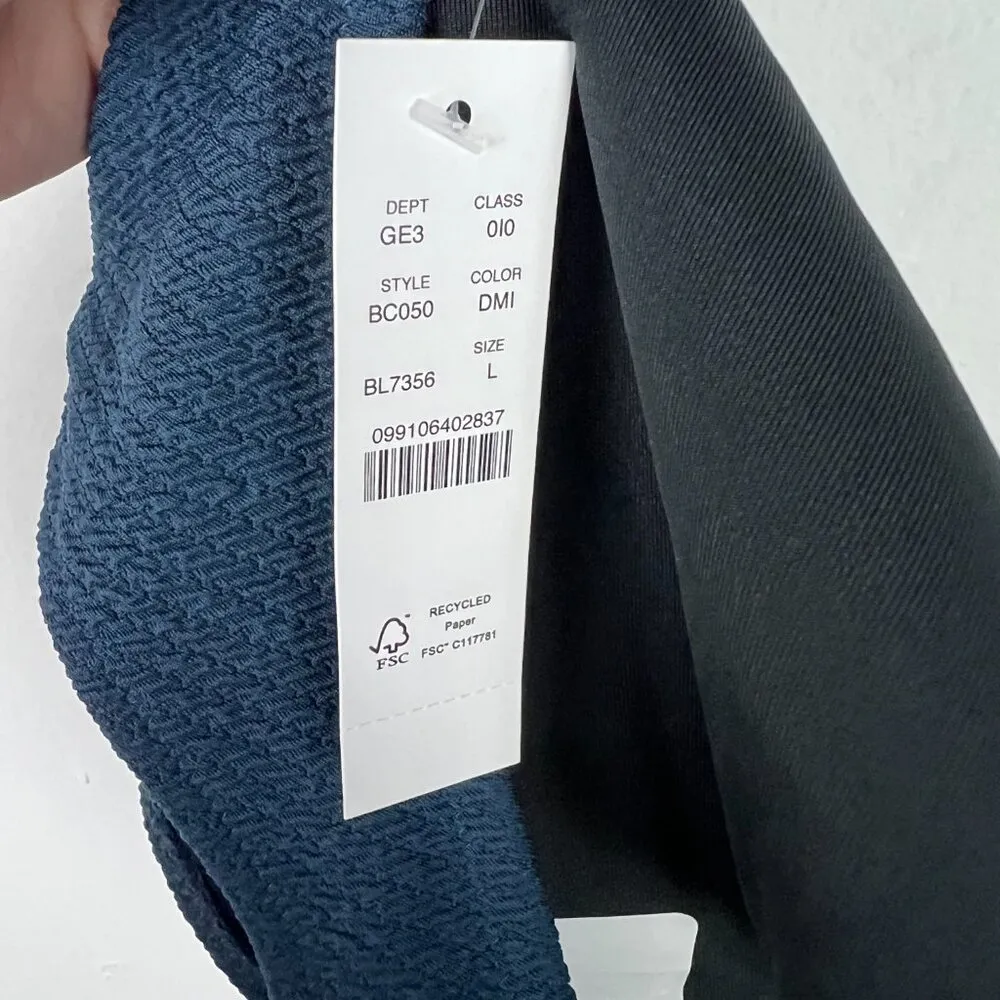 NWT J. Crew Textured Curved Waist Cheeky Bikini Bottom Navy Size Large L NEW - Image 9