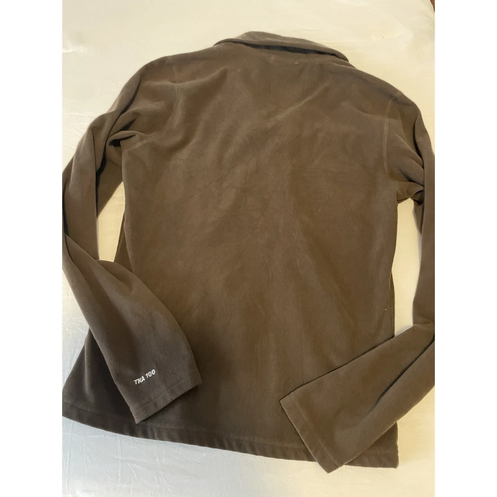 The North Face Jacket Womens Small S Brown 1/4 Zip Pullover Sweater TKA 100 Logo - Image 3