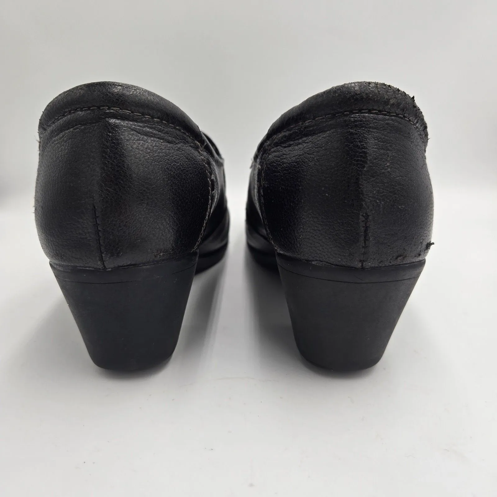 Earth Origins Women Loafers Leather Black SlipOn Sz 8.5 M Derby Shoes Block Heel - Image 7