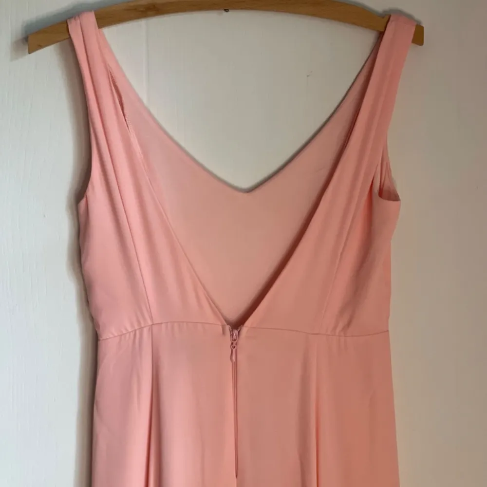 Blush Peach Long Bridesmaid Gown Flowy Formal Maxi Dress XS - Image 10