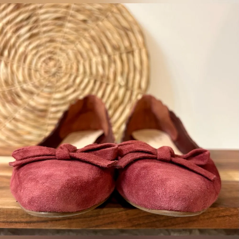 New York Eleni Petaled Ballet Flats in Dark Red Size 8 - Image 7