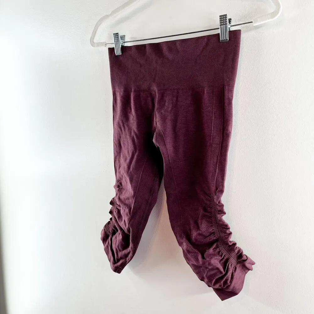 Lululemon In The Flow Mid-Rise Crop II Leggings Heathered Bordeaux Drama 4 - Image 5