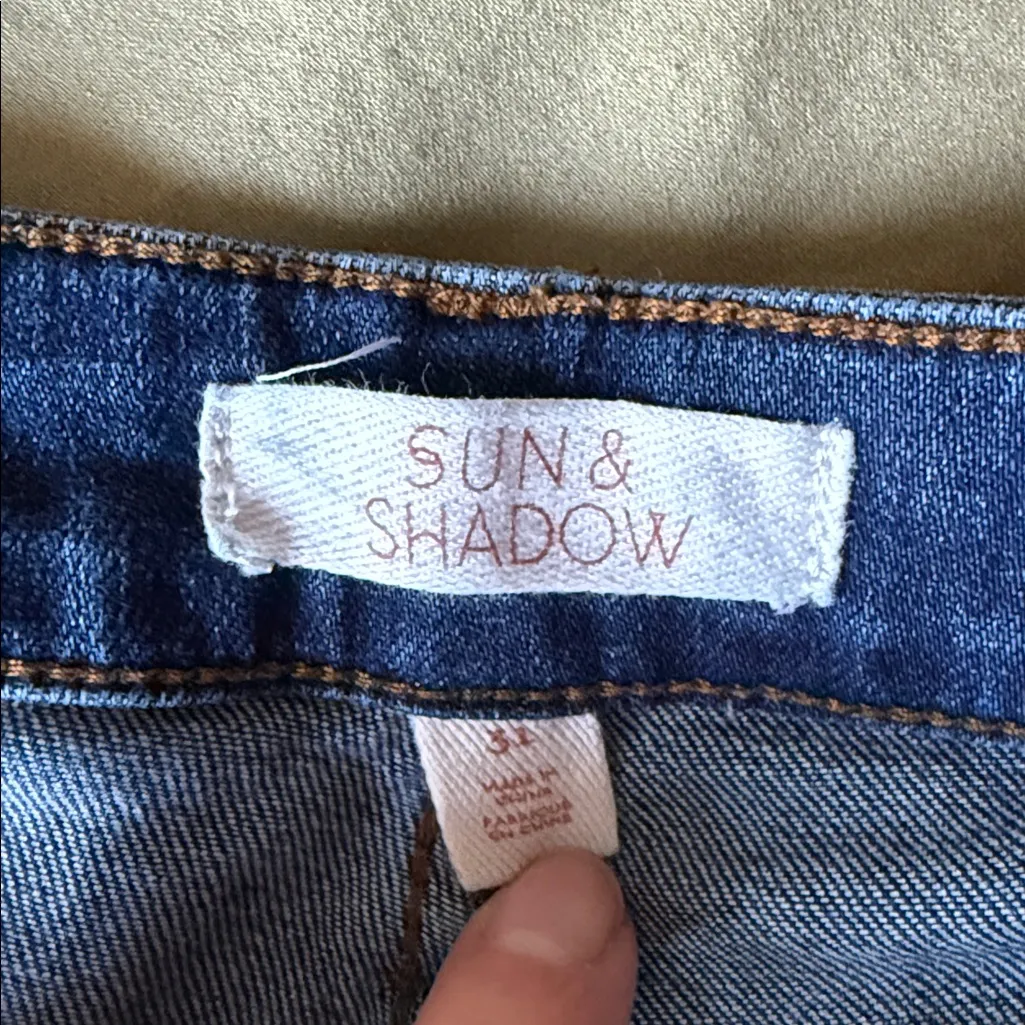 Sun & Shadow  Released Raw Hem Cropped Distressed Jeans - Image 7